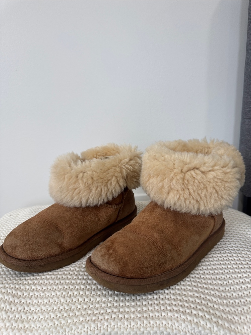 Uggs Cozy Shearling Cuff Brown Suede Slipper Boots